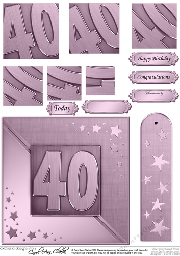 40th Metallic Age Quick Card with Twisted Pyramage