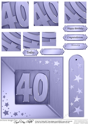 40th Metallic Age Quick Card with Twisted Pyramage
