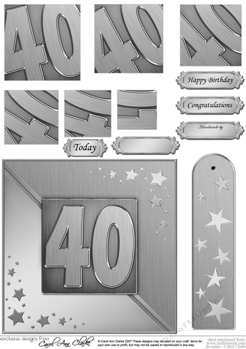 40th Metallic Age Quick Card with Twisted Pyramage