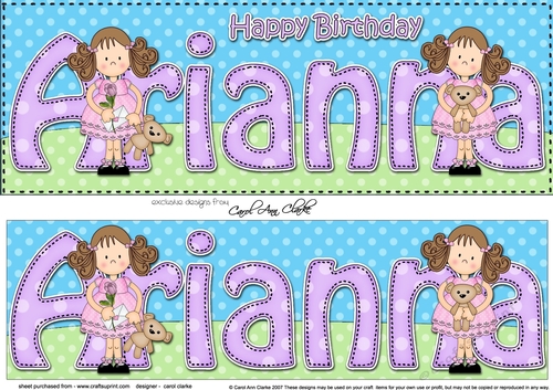 Large DL Happy Birthday ARIANNA 3D decoupage