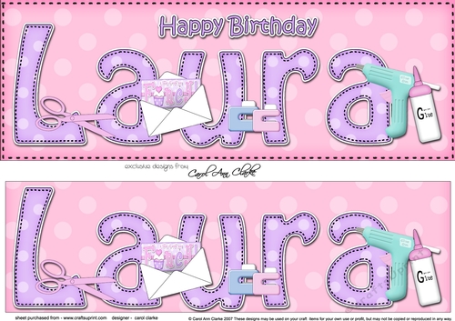Large DL Happy Birthday LAURA 3D decoupage