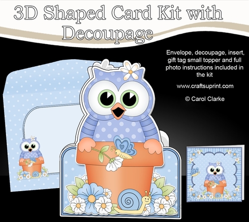 3D Shaped Card  Kit - Flowerpot Friends - Cute Little Hoot Owl