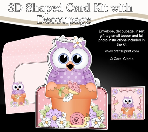 3D Shaped Card  Kit - Flowerpot Friends - Cute Little Hoot Owl