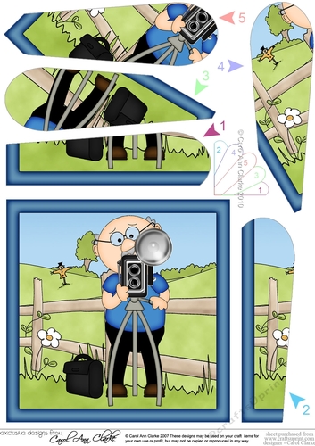 Old Man Bert the Photographer Fan Pyramage Topper