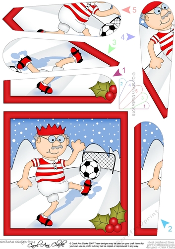 Christmas Old Man Bert plays Football Fan Pyramage Topper