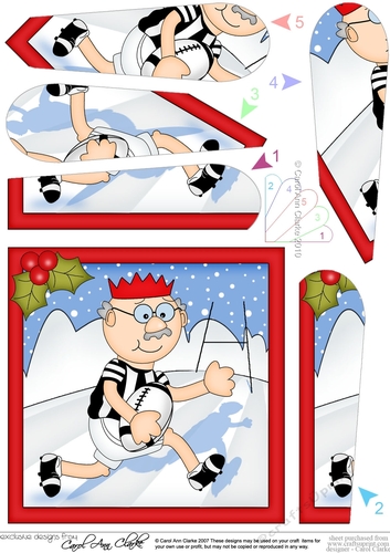 Christmas Old Man Bert plays Rugby Fan Pyramage Topper