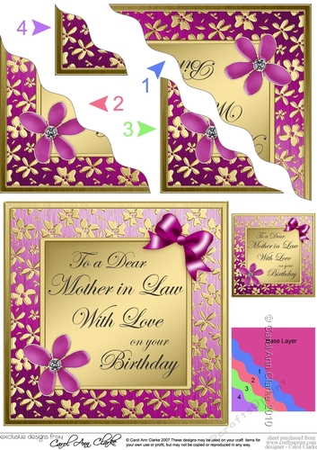 Floral Elegance Birthday Mother in Law Wavy Corner side stacker Topper