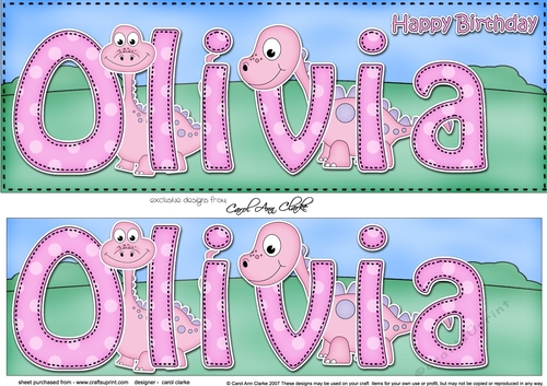 Large DL Happy Birthday OLIVIA 3D decoupage