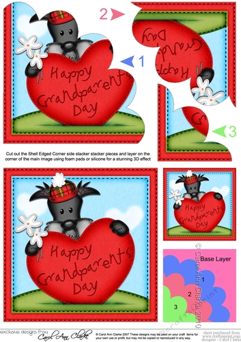 Hamish Scottie Dog has a Grandparents Day Heart Shell Edged stacker