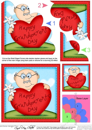 Old Man Bert has a Grandparents Day Heart Shell Edged stacker