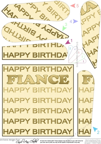 Birthday FIANCE Fan Pyramage Topper
