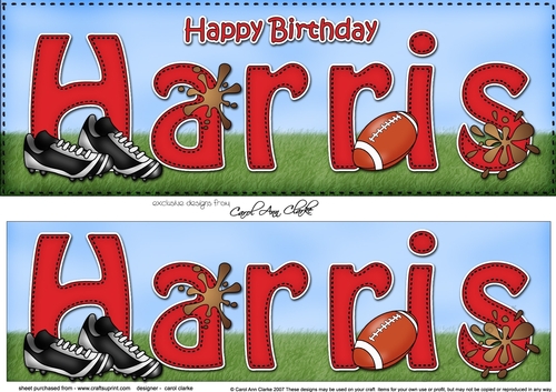 Large DL Happy Birthday HARRIS 3D decoupage