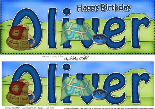 Large DL Happy Birthday OLIVER 3D decoupage