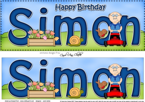 Large DL Happy Birthday SIMON 3D decoupage