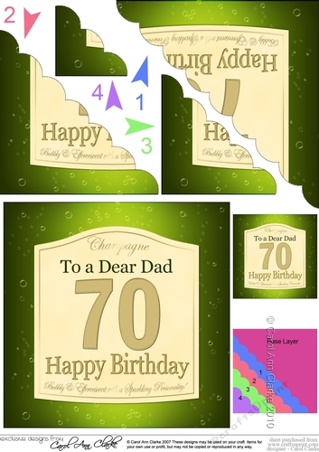 70th Birthday Dad Champagne Label Scalloped Corner Stacker