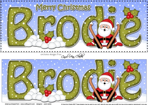 Large DL Merry Christmas BRODIE 3D decoupage 