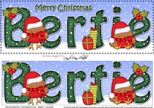 Large DL Merry Christmas BERTIE 3D decoupage 