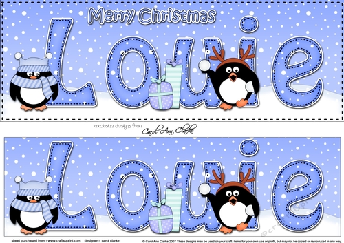 Large DL Merry Christmas  LOUIE 3D decoupage 