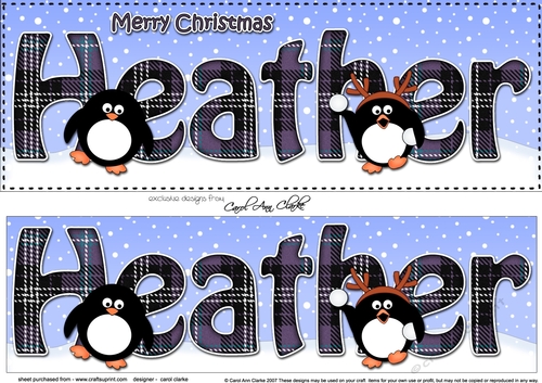 Large DL Merry Christmas HEATHER 3D decoupage 