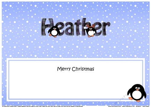 Large DL Merry Christmas HEATHER insert
