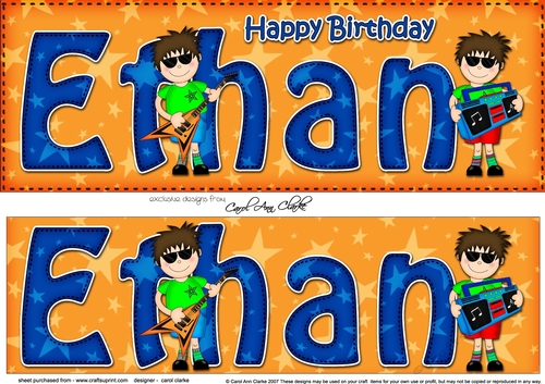 Large DL Happy Birthday ETHAN 3D decoupage