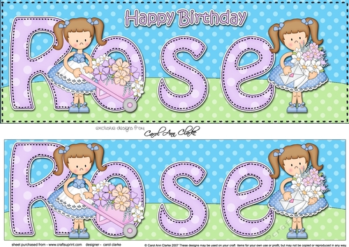 Large DL Happy Birthday ROSE 3D decoupage