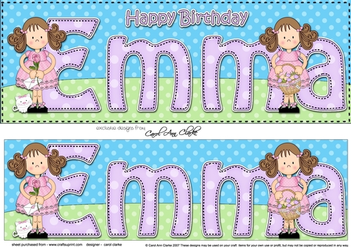 Large DL Happy Birthday EMMA 3D decoupage