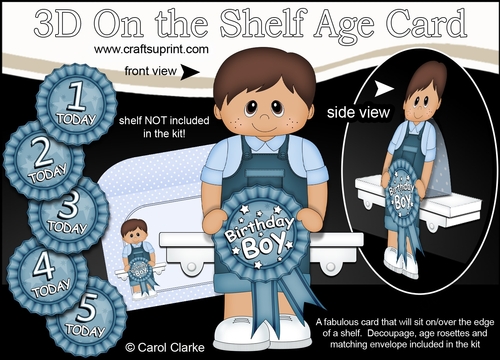 3D On the Shelf Card Kit - Little Ethnic Toddler Vyasa is the Birthday Boy with ages 1 - 5 age Rosette Decoupage