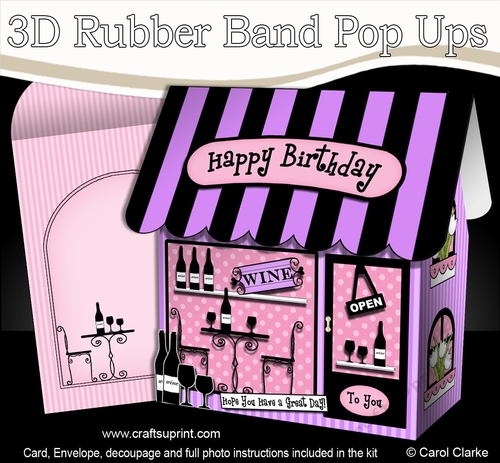 3D Shoppe Pop Up Rubber Band Card Kit  -  The Wine Box Wine Bar