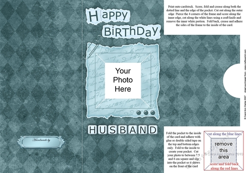 Add a Photo DL Card - Happy Birthday HUSBAND with easy fold frame