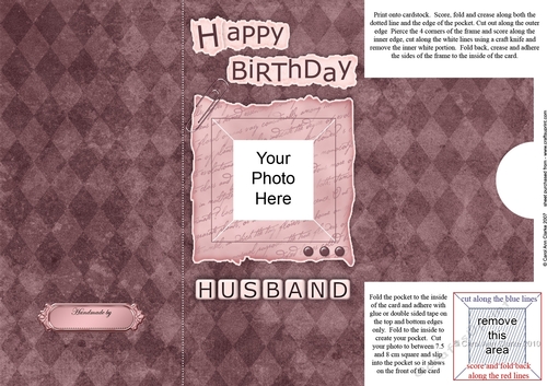 Add a Photo DL Card - Happy Birthday HUSBAND with easy fold frame