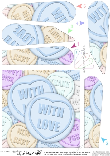 With Love Sweet Heart Fan Pyramage Topper