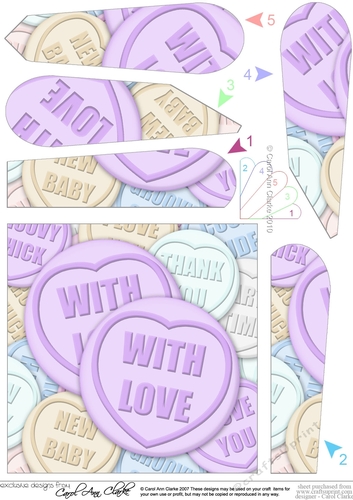 With Love Sweet Heart Fan Pyramage Topper