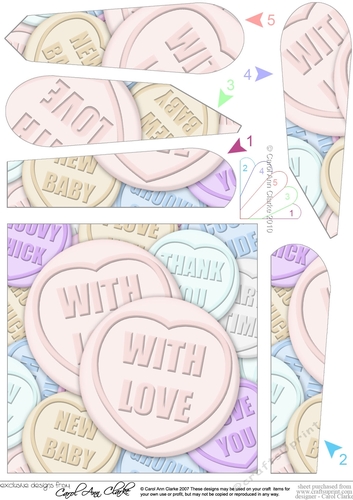 With Love Sweet Heart Fan Pyramage Topper