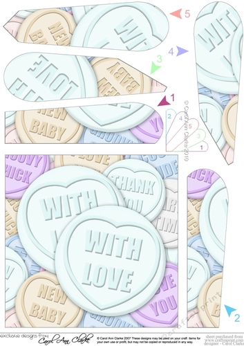 With Love Sweet Heart Fan Pyramage Topper