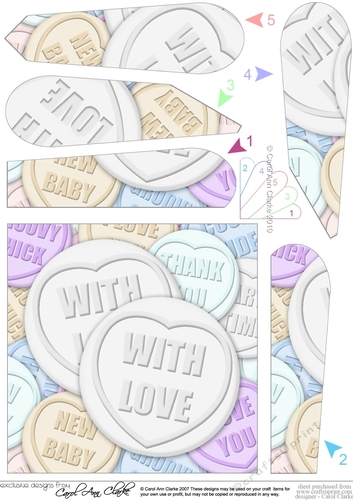 With Love Sweet Heart Fan Pyramage Topper