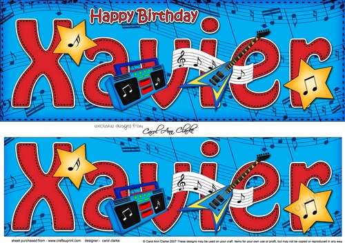 Large DL Happy Birthday XAVIER 3D decoupage