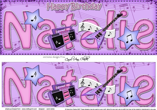 Large DL Happy Birthday NATALIE 3D decoupage