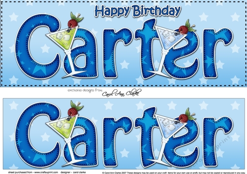 Large DL Happy Birthday CARTER 3D decoupage