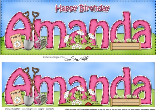 Large DL Happy Birthday AMANDA 3D decoupage