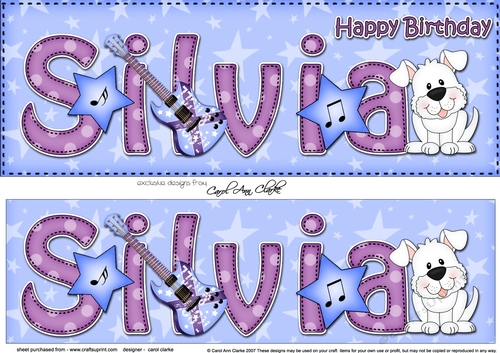 Large DL Happy Birthday SILVIA 3D decoupage