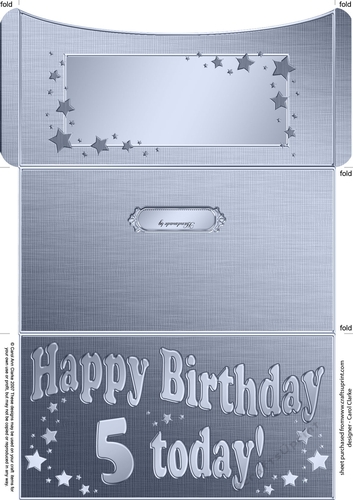 5th Birthday Metallic Age Money or Gift Wallet Card