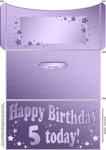 5th Birthday Metallic Age Money or Gift Wallet Card