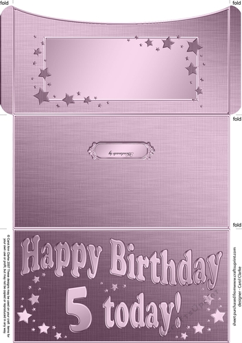 5th Birthday Metallic Age Money or Gift Wallet Card