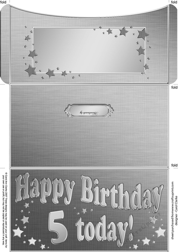 5th Birthday Metallic Age Money or Gift Wallet Card