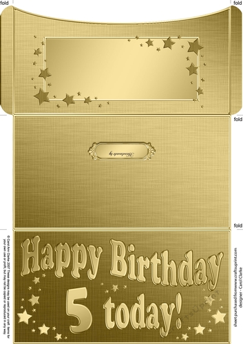5th Birthday Metallic Age Money or Gift Wallet Card