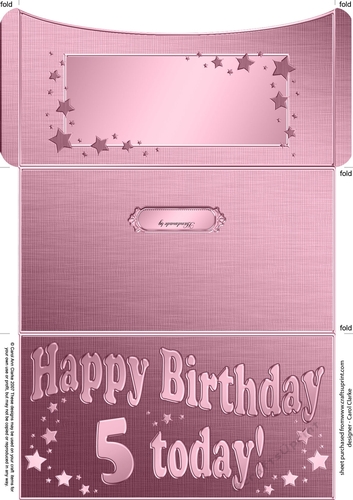 5th Birthday Metallic Age Money or Gift Wallet Card