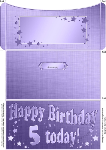 5th Birthday Metallic Age Money or Gift Wallet Card