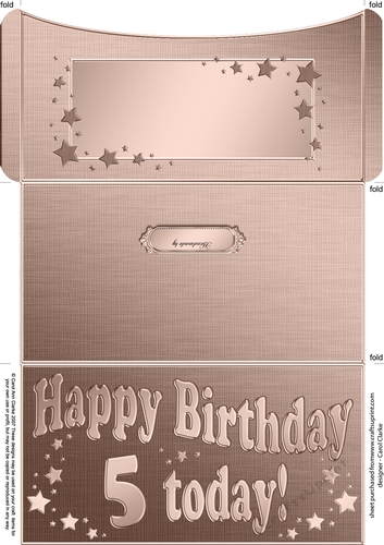5th Birthday Metallic Age Money or Gift Wallet Card