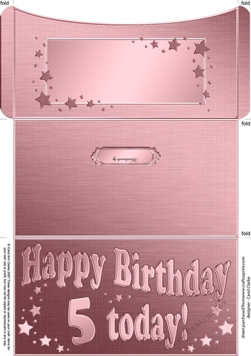 5th Birthday Metallic Age Money or Gift Wallet Card